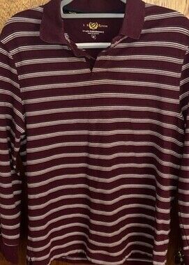 Club Room Estate Performance Mens M Striped Long Sleeved Polo Shirt